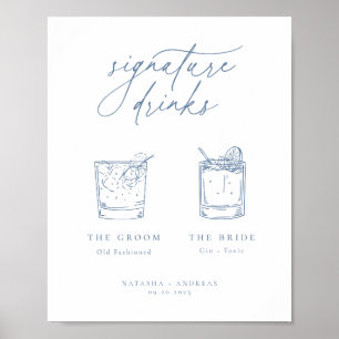Poster Contemporain Chic Minimaliste Bleu Signature Boiss