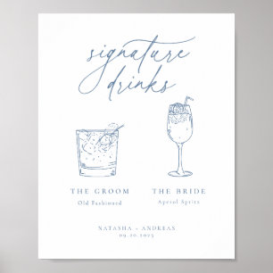Poster Contemporain Chic Minimaliste Bleu Signature Boiss