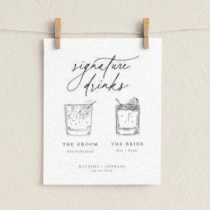 Poster Contemporain Chic Minimaliste Signature Boissons