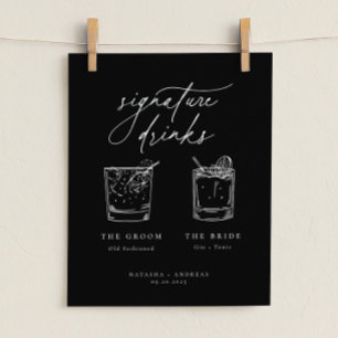Poster Contemporain Chic Minimaliste Signature Boissons