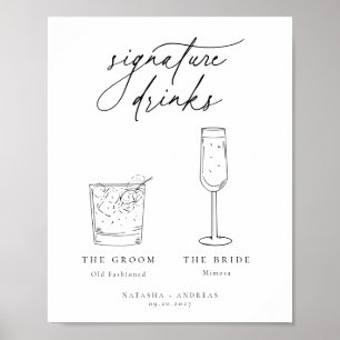 Poster Contemporain Chic Minimaliste Signature Boissons