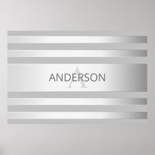 Poster Contemporain Faux Argent Ombre Gris