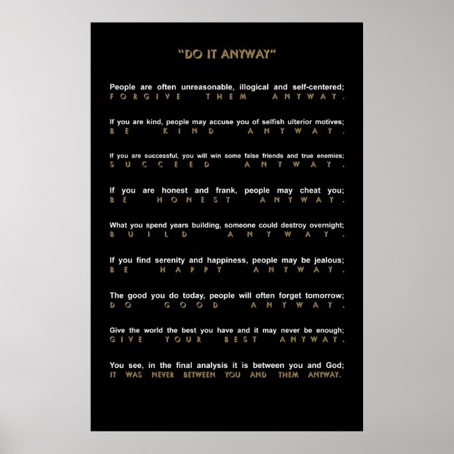 Poster Contemporain le faire de toute façon (Devant)