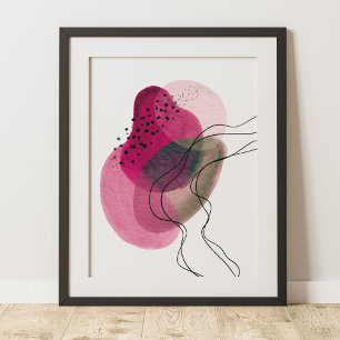 Poster Contemporain Moderne Abstrait Rose Bronze Noir