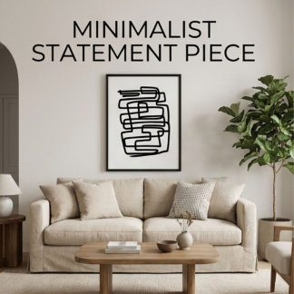 Poster Contemporain noir et blanc géométrique simple