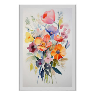 Poster Contemporary Floral Wall Decor Art # 1