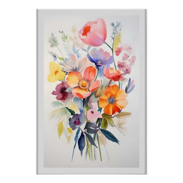 Poster Contemporary Floral Wall Decor Art # 1 (Devant)