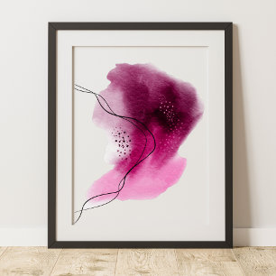 Poster Contemporary Modern Abstract Pink Black Watercolor