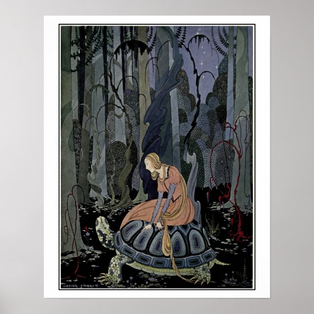 Poster Contes de fées français : Blondine sur tortue (Devant)