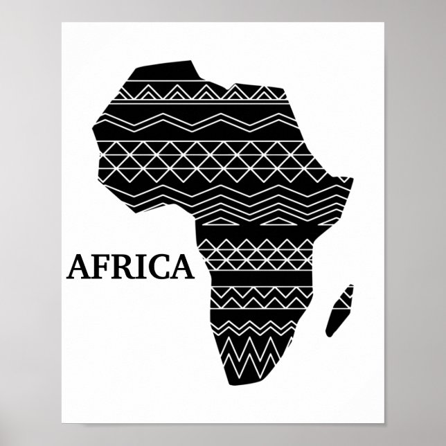 Poster continent africain noir et blanc (Devant)