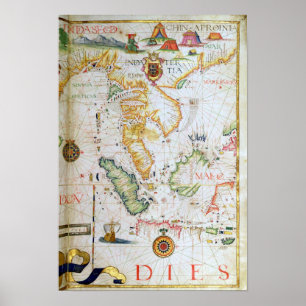 Poster Continent Asie du Sud-Est, détail d'atlas du monde