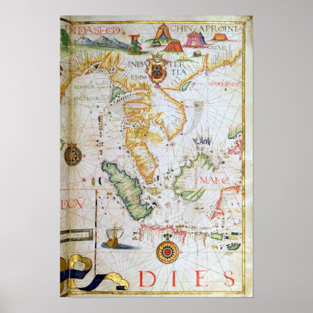 Poster Continent Asie du Sud-Est, détails de l'atlas mond (Devant)