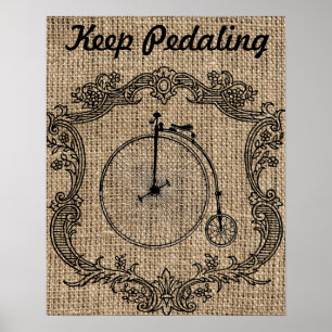 Poster Continuer à pédaler Vélo Vintage