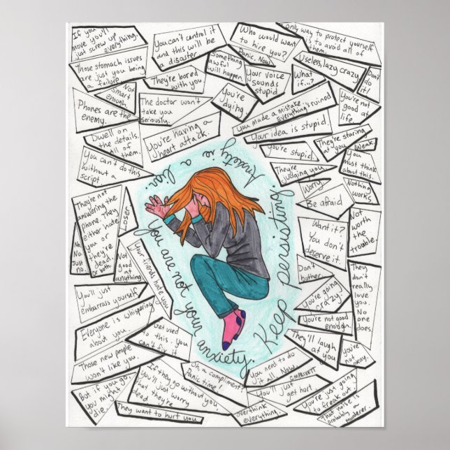 Poster Continuer à persister (anxiété) 11x14 (Devant)