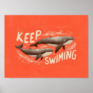 Poster Continuez à nager Baleines
