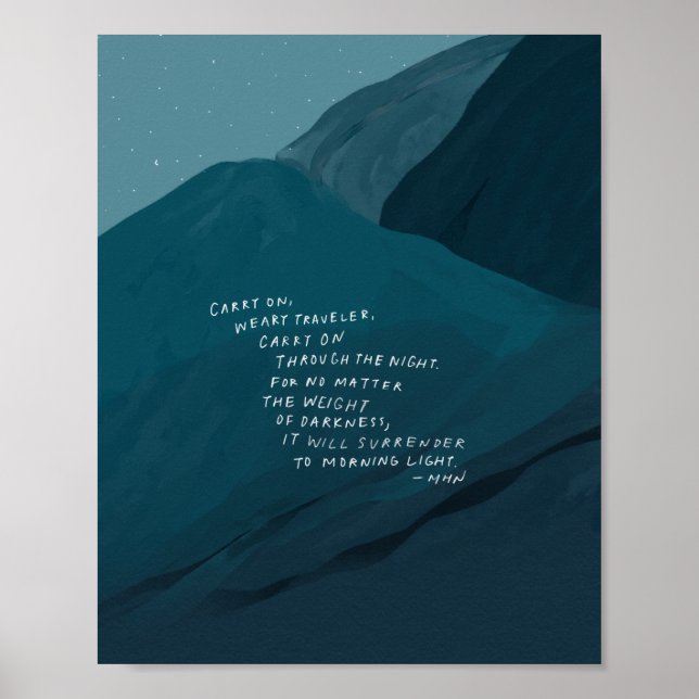 Poster Continuez - Citation inspirante et Blue Mountain (Devant)