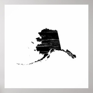 Poster Contour affligé d'état de l'Alaska