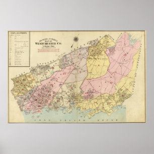 Poster Contour, carte d'index le comté de Westchester