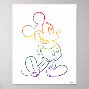 Poster Contour de Mickey arc-en-ciel classique