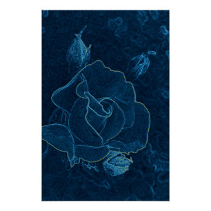 Poster contour de rose bleue