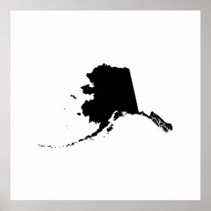 Poster Contour d'état de l'Alaska