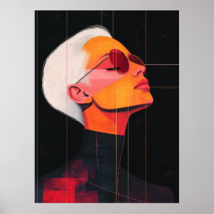 Poster Contours chromatiques — Portrait de femme moderne