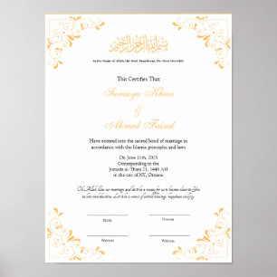 Poster Contrat de nikah élégant