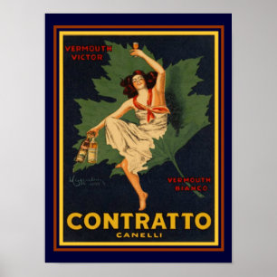 Poster Contratto Cannelli  by Cappiello  12 x 16 Print