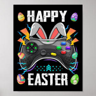 Poster Contrôleur Avec Bunny Ears Drôle Jeu Vidéo Pâques