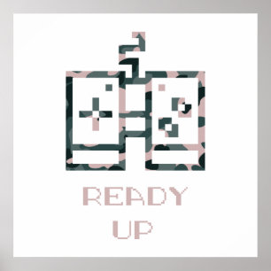 Poster Contrôleur de jeu Camouflage rose prêt Gamer