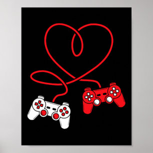 Poster Contrôleur de jeu Coeur Funny Valentines Day Boy &