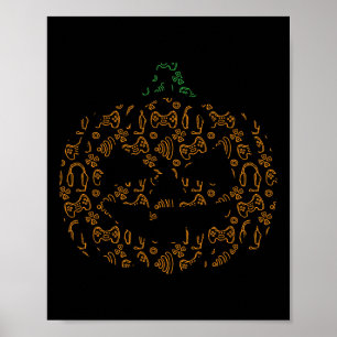 Poster Contrôleur de jeu vidéo Citrouille Halloween Costu