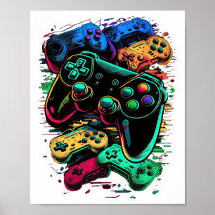 Poster Contrôleur de jeu vidéo du gamer de contrôle 1