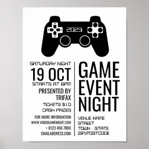 Poster Contrôleur de jeu, Video Gamer Evénement Publicité