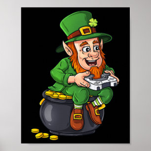 Poster Contrôleur de jeu vidéo Jour de la Saint Patrick L