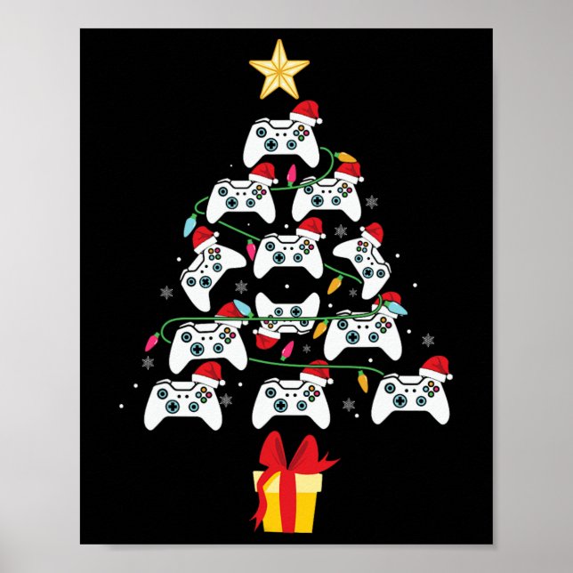 Poster Contrôleur de jeu vidéo Noël Arbre Noël Hommes gar (Devant)