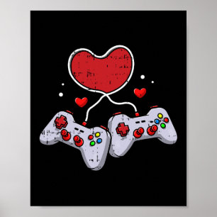 Poster Contrôleur de jeu vidéo Valentines Jour Cool Jeu G