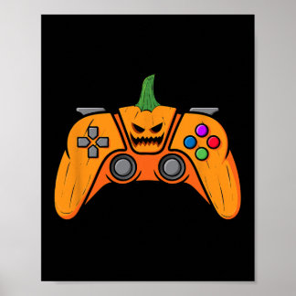 Poster Contrôleur de jeux vidéo d'Halloween With Pumkin F