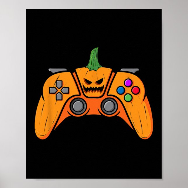 Poster Contrôleur de jeux vidéo d'Halloween With Pumkin F (Devant)