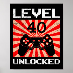 Poster Contrôleur de niveau 40 débloqué Retro Gamer Vid d
