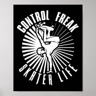 Poster Contrôleur Fou Vie de Skateur Planche à Roulettes 
