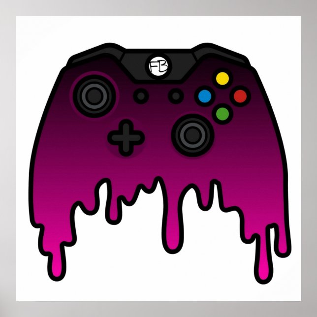 Poster Contrôleur XBOX à goutte rose (Devant)