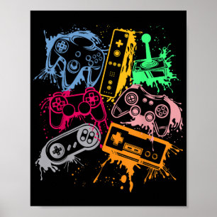 Poster Contrôleurs de console de jeu vidéo Retro 80's 90'