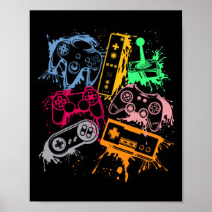 Poster Contrôleurs de console de jeu vidéo Retro 80's 90'