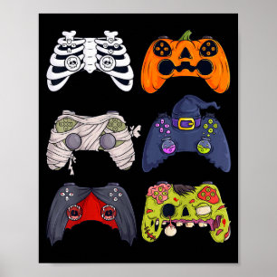 Poster Contrôleurs de jeu squelette zombie Halloween momi