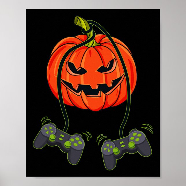 Poster Contrôleurs Jack-o'-lantern Video Gamer Halloween  (Devant)
