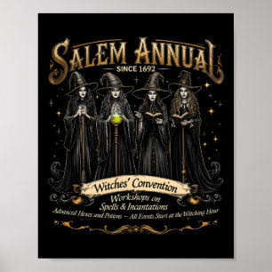 Poster Convention des sorcières Halloween Filles Vintages