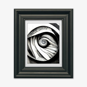 Poster Convergence - Art Abstrait noir et blanc