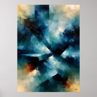 Poster Convergence Azur Shibui Texture Inspirée du Japon