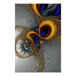 Poster Convergence cosmique : IA-Multicolore Fractal